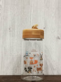 Cartoon Animal Collection Mini Bamboo Lid Glass Bottle