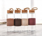 Heat Resistant Bamboo Lid Glass Bottle (Brown)
