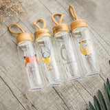 Animal Collection Bamboo Lid Glass Bottle  (Owl)